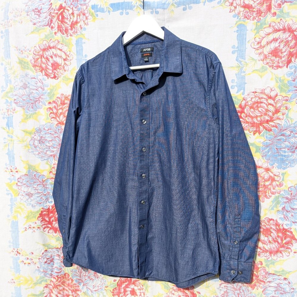 Apt. 9 Large Deep Blue Slim Fit Shirt